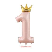 1pc Baby Shower Bear Ball In Ball Balloons Stand Crown Boy Girl Air Balloons Number 1 Balloon Birthday Gender Reveal Party Decorations
