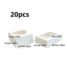 10pcs/20pcs Window Cookie Boxes 20.3*12.7*5cm, Daily Dessert Boxes, Cake Boxes, 10.2*10.2*6.5 Donut Packaging Paper Boxes, Suitable For Pastries, Cookies, Cakes, Pies, Muffins, Chocolate, Strawberry
