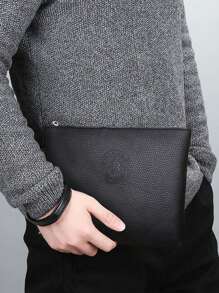 Men's Clutch Bag, Men's Handbag, Men's Wrist Bag, Waterproof Portable Lightweight, Suitable For University, Business, Travel, PU Leather, Business Minimalist Style, Fashion Street Style, Gift For Men, Boys, College Students, Christmas Gift, Small Bag, Waterproof Backpack, Bible Bag, Easter - Black - View 2