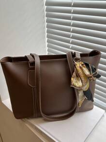 Fashionable Casual Foldable Tote Bag For Women, Large Capacity, Practical For Business, Celebrations, Gifts, Suitable For College Students - Coffee Brown - View 10