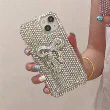 Bow-KnotLuxury Rhinestone Bowknot Design Silver Phone Case Compatible With IPhone 14 Pro Max, 14 Pro, 14, IPhone 15 Pro Max, 15 Pro, 15, IPhone 16 Pro Max, 16 Pro, 16, New IPhone 13, 11, 12 Women Style
