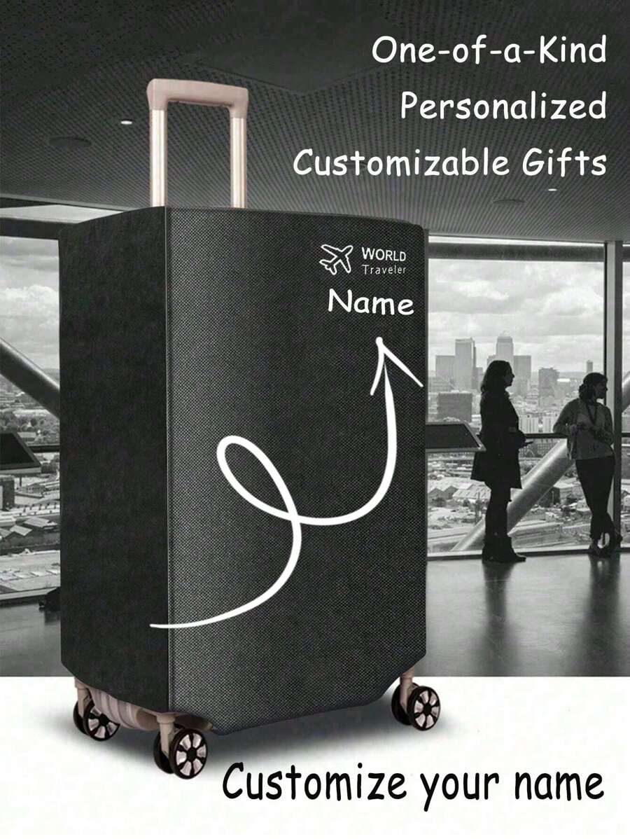 Personalized Travel Luggage Cover- Customizable Non-Woven Luggage Protection Dust Cover With Name Or Text Customization, Trolley Case Protective Cover, Waterproof Anti-Scratch Suitcase Cover, Not Included Suitcase Travel Essentials School Back To School School Supplies Holiday Camping Holiday Essentials Vacation AccessoriesPerfect For Travelers, Students, Families, And Campers, Ideal Personalized Travel Accessories
