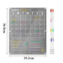 1 set Tableau calendrier acrylique, autocollants magnétiques pour réfrigérateur, tableau d'écriture, tableau de planification de calendrier magnétique transparent, liste des tâches, tableau de mémo manuscrit, autocollants magnétiques pour réfrigérateur Organisateur de calendrier de planification hebdomadaire (veuillez vous référer à la dernière image pour la commande en gros)