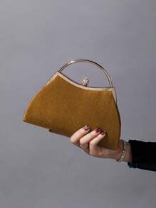 1 pieza Bolso de embrague metálico elegante decorado con rhinestones brillantes y glamorosos, adecuado para fiestas, bodas, cenas y banquetes de mujeres. Bolso de fiesta perfecto para mujer, ideal para fiestas, bodas, cenas y banquetes.