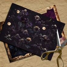 10 Stück lila Zauberhafte Material Papiere, Retro Europäisch Blumen Pflanzen Muster für Scrapbooking, festliche Dekoration, Grußkarten zum Selbermachen, Explosionsbox, Geschenkverpackung, Party Zubehör, Schulmaterial, Einschulung