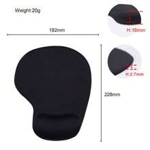 1pc Thick Solid Color Mouse Pad With Soft Foam EVA Wrist Rest, Highly Elastic Wrist Support Mousepad Desk Accessories Office Supplies Office Office Desk Accessories Mouse Pad For Desk - Black - View 2