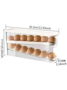 1 件/2 件 - 节省空间的滚动鸡蛋收纳盒，适用于冰箱侧门 - 耐用塑料，无需电池，必备厨房配件冰箱鸡蛋架，冰箱鸡蛋收纳盒，多层鸡蛋托盘容器，2 层鸡蛋收纳盒，透明保鲜收纳盒 - 彩色 - 查看 2