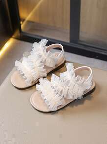 1 Pair Fashion Simple Solid Color Lace Trim Girls Summer Flats
