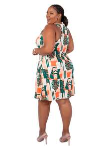 Women's Plus Size Loose Dress - Verde Oliva - Ver 4