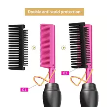 LUYAO 二合一电动直发器/卷发器，干湿两用直发梳，美发造型工具 - 查看 5