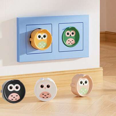 4pcs European Style 2-Hole Baby Anti-Electric Shock Outlet Covers, Child Safety Protection Accessories