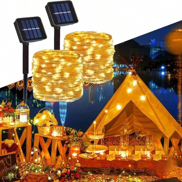 Außenbeleuchtung, Outdoor Solarleuchten, Solar Lichterkette für den Garten, Solar Gartendeko, 8 Modi Solar Feenlichter - Gartendeko für Outdoor, Solar Lichterkette für Garten, Balkon, Baum Dekoration - perfekt für Weihnachten, Halloween, Erntedank & Hochzeiten, perfekt als Weihnachtsgeschenk, Feierlichkeiten im Büro, Schlafzimmer, Hotel, Party, Restaurant Dekoration, Solar Dekorationen für den Außenbereich