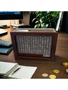 1pc Wooden Money Saving Box, Creative Craft Gift (Money Box Comes With 1 Erasable Pen)