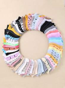 10 Pairs Black & White Kids Socks With Mix Of Hearts, Stripes, Smileys & Bows - Assorted Color Accents For Boys & Girls | Breathable Ankle Socks, Unisex Children's Everyday Socks (Random Cute Designs)