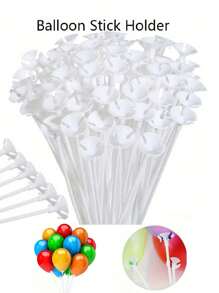 100/50/10 件白色气球棒 - 塑料派对气球棒，适用于婚礼、生日等（32 厘米/40 厘米）情人节、情人节婚礼、生日、派对气球填充装饰配件。情人节 - 彩色 - 查看 3