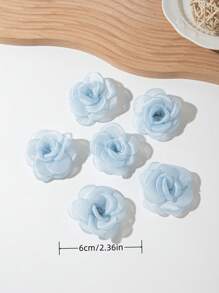 6pcs Cute Rose Hair Clips, Suitable For Everyday Use And Vacation Outfits - Blue - View 5