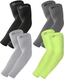 BHYTAKI 6 Pairs UV Sun Protection Arm Sleeves, UPF 50 Sports Cooling Arm Compression Sleeves For Men Women Teenager - 黑色 - 查看 6