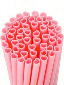 50/20/10PCS Plastic Heart Shaped Reusable Straws,Pink, Rose Red, Red ,For Ice Coffee, Juices, And Sodas, Perfect For Birthdays, Valentine's Day, Parties,Wedding Or Anniversaries, Accessories,School Supplies - Multicolor - View 7