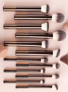 15件套多功能化妆套装，包含12支长柄软毛化妆刷、2个化妆海绵、1个粉扑，快速上妆工具，适合所有肤质。化妆刷套装，化妆刷套装，化妆刷套装，完整化妆套装，化妆刷套装，完整化妆套装，化妆刷套装，化妆刷套装，化妆礼盒，赠品，专业化妆刷，完整化妆套装 - 咖啡棕 - 查看 10