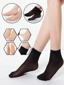 5/10/20 زوج من جوارب النساء القصيرة ذات السلك الفولاذي، تصميم أنيق للصيف، مضاد للفرقعة، شفاف، قابل للتنفس - متعدد الألوان - مشاهدة 2