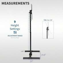 Extra Tall TV Floor Stand For 13 To 65 Inch Screens Up To 44 Lbs, LCD LED OLED 4K Smart Flat, Curved Monitor Panels, Max VESA 400x400, Tall Pole For Treadmills And Ellipticals, Black, STAND-TV18