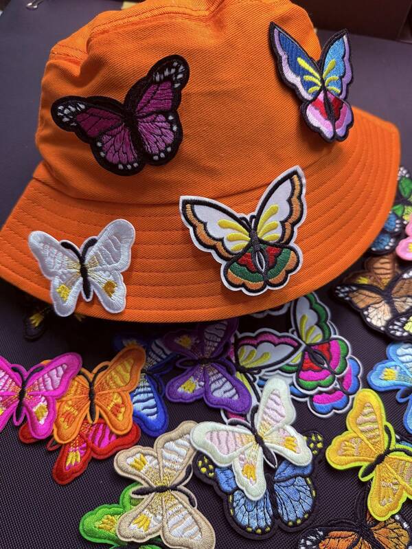 14 piezas/Set Parches de mariposa de hierro, 11 piezas/Set Parches bordados multiestilo para coser y aplicar, 7 piezas/Set Parches de lazo de color para decoración