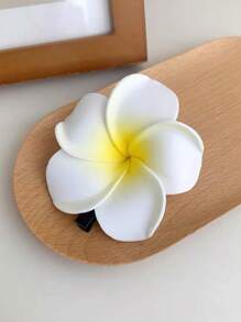 1个青少年逼真花朵沙滩发夹，可爱鸡蛋花发饰，适合沙滩/度假 - 黃色 - 查看 8