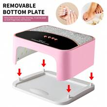 Nueva lámpara de uñas con adhesivo de diamante, lámpara de uñas profesional SUN L7 de 45 LED - Diseño cuadrado rosa con cristales incrustados, 4 ajustes de temporizador, curado rápido para esmalte de gel/UV, para salones y manicuras en casa - Rosa