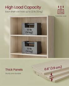 VASAGLE Bookshelf, 6-Tier Bookcase, Book Shelf Furniture, Open Storage Shelves, Room Decor, For Living Room, Home Office, Dinning Room,  9.4 X 23.6 X 63.3 Inches, Natural Beige - 原木色 - 查看 5