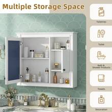 32'' Bathroom Wall Cabinet With Mirror, Wall Mounted Medicine Cabinet With 3 Shelves, Mirrored Door Over Toilet Storage Cabinet, White