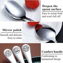 12 Peças Colheres de Sopa de Aço Inoxidável com Desenho de Constelações Zodiacais, 20,5 cm, Reutilizáveis, Aptos para Lava-Louças, Adequados para Reunião Familiar, Festa, Presentes de Feriado, Itens Escolares