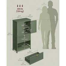 VASAGLE Bathroom Floor Storage Cabinet, Bathroom Storage Unit, Freestanding Cabinet With 2 Drawers And 2 Doors, Adjustable Shelf, 11.8 X 23.6 X 43.3 Inches, White UBBC551P31