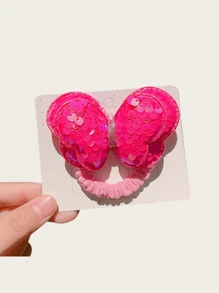 1 Pc Sequin Butterfly Elastic Hair Tie, Children Hair Scrunchies Non-Damaging For Ponytail, Girls Hair Bands Hairlips, Daily Use Hair Accessories, No Cardboard