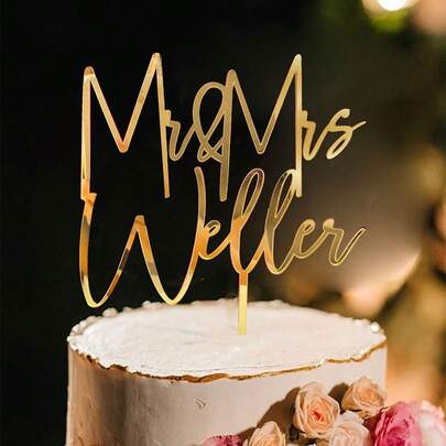 Personalisierter Hochzeitstortenaufsatz "Mr und Mrs" mit individuellen rustikalen Braut- und Bräutigamnamen, wasserfest, dekorativ, elegant, modisch, vintage, für Teeräume, Zuhause, Garten, Büro, für Jahrestage, Valentinstag, Muttertag, Geburtstage, Vatertag, Abschluss, Hochzeiten, Einweihung, warme Atmosphäre, Herbstdekoration, ewige Liebe