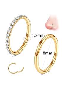 G23 Titanium Nose Rings Hoops16G Seamless Nose Hoop 8mm Septum Rings Hypoallergenic Lip Rings Cartilage Helix Daith Conch Tragus Rook Belly Button Piercing Jewelry - Nose Ring - View 9