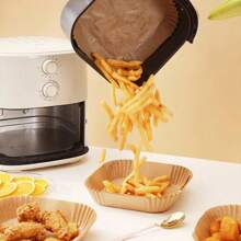 100PCS Air Fryer Liners Disposable Paper 6.3' Non Stick For Roasting Baking UK - Khaki - View 7