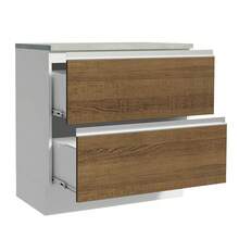 Mostrador 80 Cm 2 Cajones Blanco Glamy Madesa - Blanco y Marrón - Ver 3