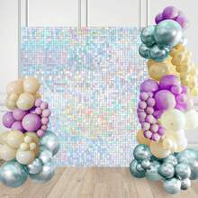 Wall Backdrop Iridescent Silver Wall Panels 36Pcs Square Sequin Shimmer Wall Backdrop Decoration For Birthday Party,Wedding, Anniversary - Nhiều màu - Xem 8
