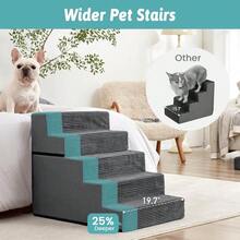 Escaleras de perro para perros pequeños, escaleras extraíbles de 5 niveles más anchas para sofá y cama, escaleras antideslizantes para perros de 23.6 pulgadas de alto, para cachorros y - Gris Claro - Ver 2