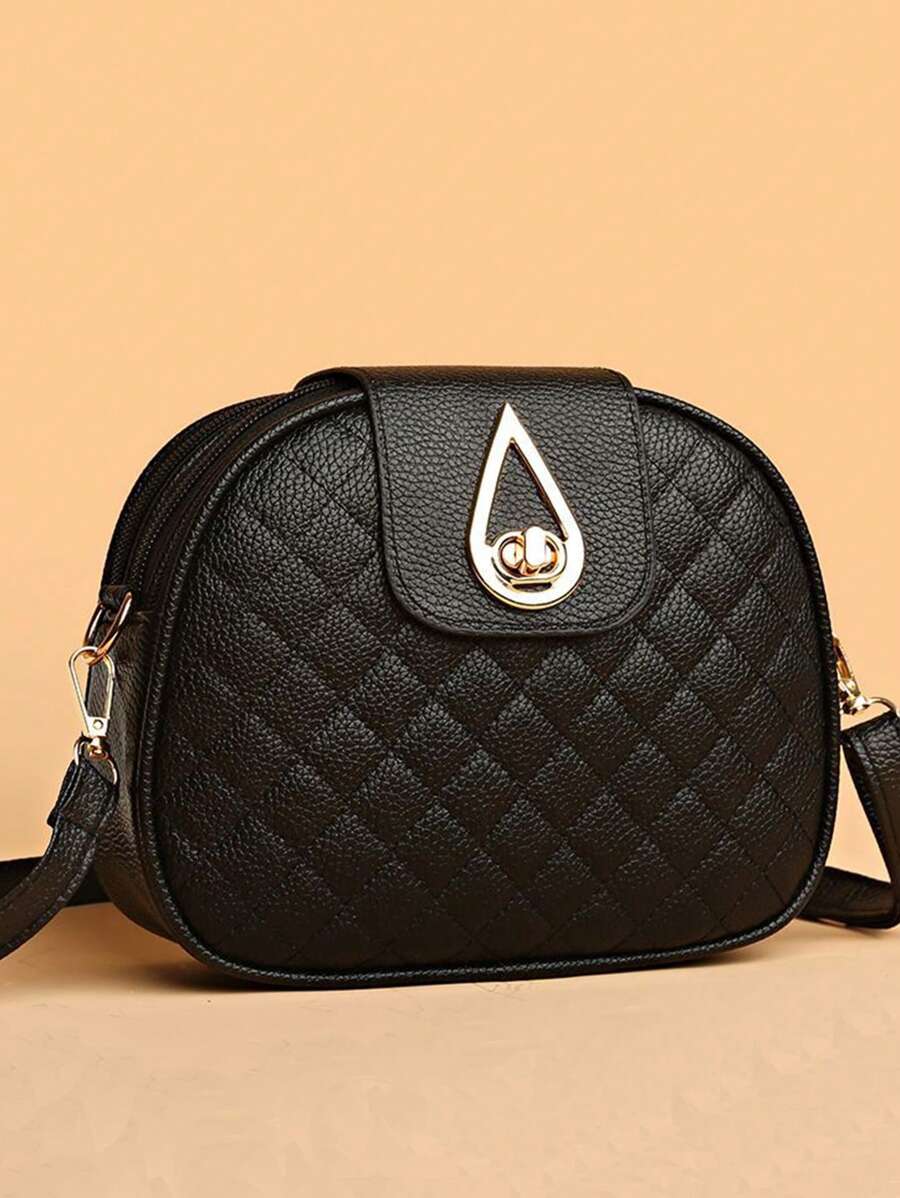 New Large Capacity Bag Female Fashion Senior Texture Female Crossbody Bag With Goddess Shoulder Crossbody Bag [Pull Head Direction Random] - Black - View 1