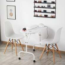 37-Zoll tragbarer & faltbarer Maniküretisch Nagelarbeitsplatz mit großer Schublade/Handauflage für Kunden/Lenkrollen/Tragetasche für Spa Schönheitssalon Weiß, 1 Stück (Packung mit 1)