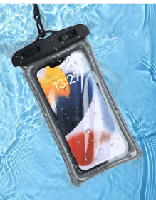 1 件/2 件防水手机袋，3D 设计，厚壳友好，透明塑料干燥袋，适用于 8 英寸智能手机，带颈带，适用于海滩、游轮和旅行防水手机袋