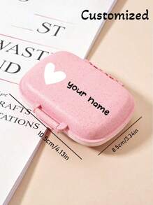 1pc Mini Portable Pill Organizer With Customizable Name, Large Capacity Medicine Box, Jewelry Storage Box, Split Packaging Pill Tablets Sealed Storage Pill Box Personalized Customization Pill Box Gift For Family/Friends Back To School Season