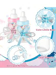24pcs-Baby Mini Milk Bottle Baby Shower Favor Fillable Feeding Bottle Candy Box Small Plastic Candy Bottle DIY Gift For Boy Girl Newborn Baptism Party Decor,Baby Shower Favor - Pink &Blue Mini Milk Bottle Party Favor Gift Bag Boxes Plastic Bear Candy Bottles With Ribbon For Baby Shower Favor Gift - Multicolor - View 8