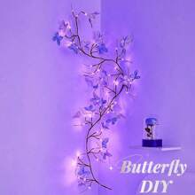 1 pieza Luces de rama de sauce flexible de 54 LED, multicolor, decoración de mariposa DIY, 8 modos de iluminación, luz de árbol de mariposa con alimentación por USB, rama de planta artificial de 1,8m/70,87 pulgadas para lámpara de pared interior, regalo perfecto para Navidad, Día de la Madre, Día de San Valentín, Halloween, cumpleaños, decoración del hogar
