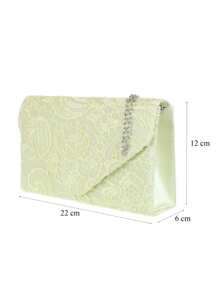 Girly Handbags Womens Floral Satin Lace Clutch Bag Envelope Evening Bag - Pastel - View 2