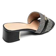 Sandales à Talon In Raphia Avec Boucle Élégante - Style Bohème Chic - Black - View 4