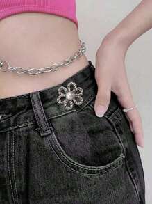 1/2pairs Six-Petal Buckle, Detachable, Invisible Waist Band, Flower Waist Tightener Buckle Pants Pins Collar Buttons Brooch Pins For Women Fashion