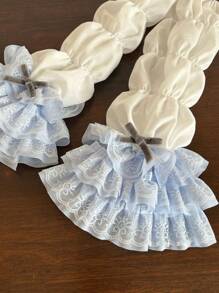 1 双女士春夏洛丽塔风格分层荷叶边蕾丝花边甜美白色可拆卸蝴蝶结袖口