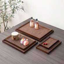 2pcs Tray & Placemat Set, Brown Premium Serving Tray Set